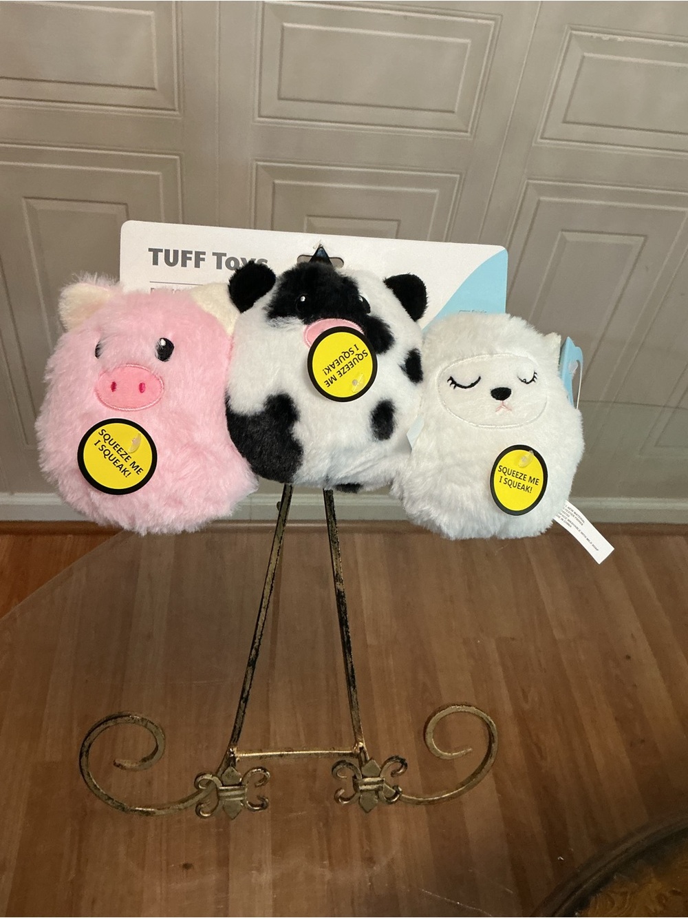 Brand New Jmle tuff Set Of 3 Pig Cow & Sheep Squeaker Dog Toy  5.5”